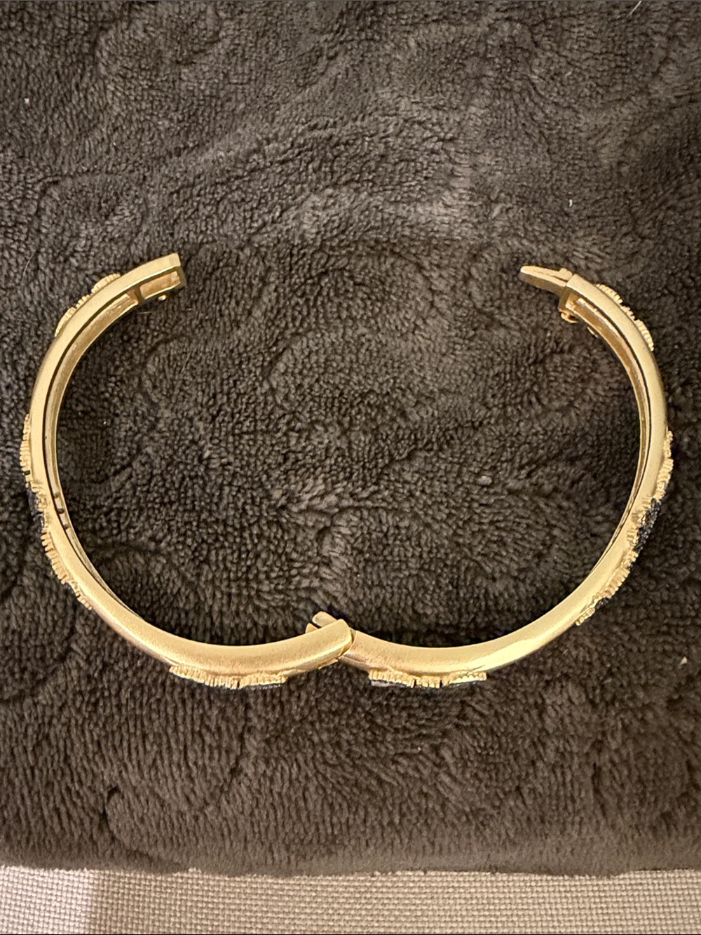 Gold-Tone Crystal Accent Women's Bangle Bracelet - Picture 4 of 5